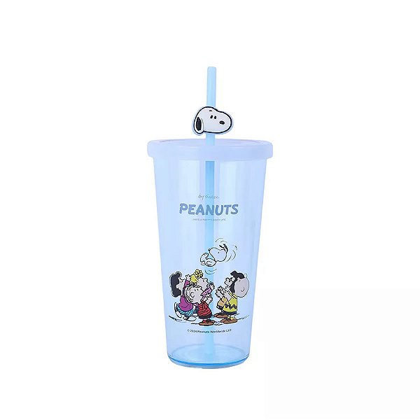COPO COM CANUDO SNOOPY E SUA TURMA MINISO 600 ML.