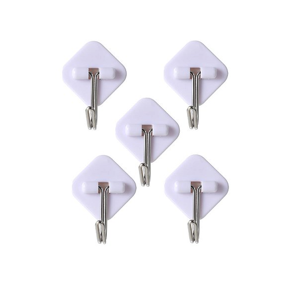 GANCHOS ADESIVOS FORMATO DE DIAMANTE MINISO 5 PEÇAS.