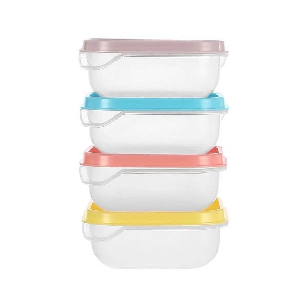 CONJUNTO DE POTES QUADRADOS 4 PEÇAS 180 ML.