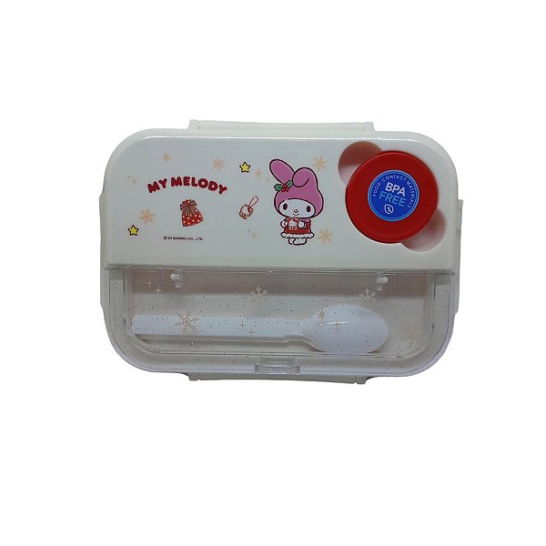 BENTO BOX COM TALHERES E 4 DIVISÓRIAS MY MELODY MINISO 1300 ML.
