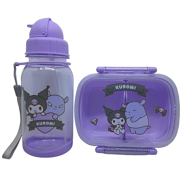 CONJUNTO BENTO BOX 360 ML. COM GARRAFA 450 ML. MINISO SANRIO KUROMI.