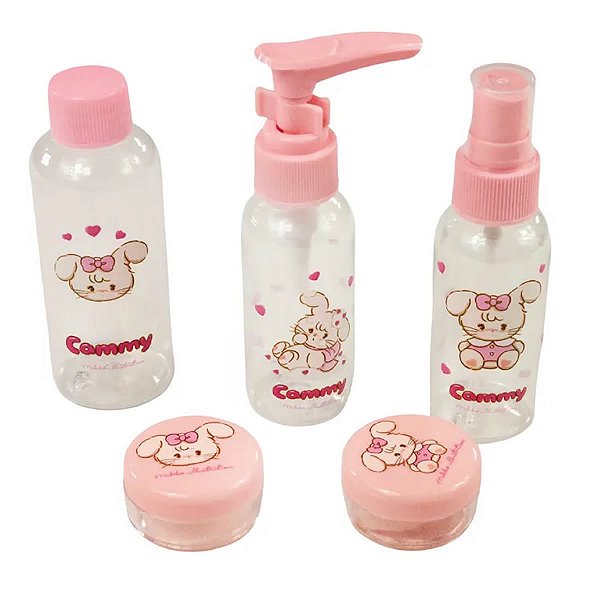 CONJUNTO DE FRASCOS PARA VIAGEM COLEÇÃO MIKKO COELHA 5 PÇS.