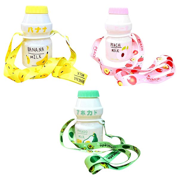 GARRAFA DE PLÁSTICO COM ALÇA ESTILO IOGURTE MINISO 480 ML.