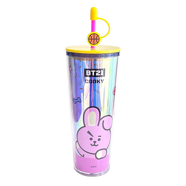 Copo Miniso BT21 Cooky Original 800ml com Tampa e Canudo
