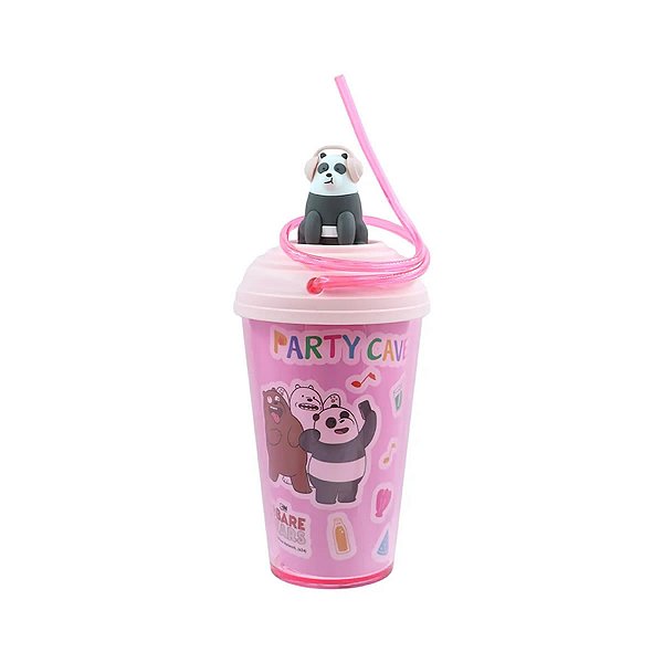 COPO COM CANUDO ESPIRAL PARTY CAVE PANDA MINISO 480 ML.