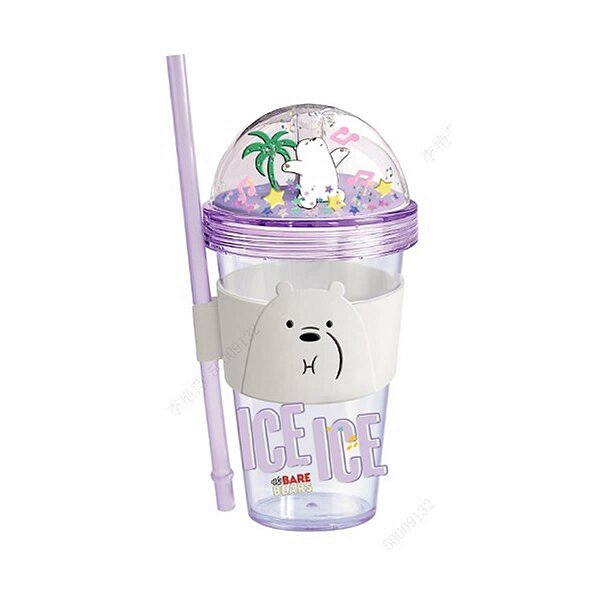 COPO COM CANUDO E MANGA WE BARE BEARS POLAR MINISO 420 ML