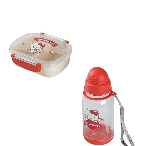 CONJUNTO BENTO BOX 360 ML.E GARRAFA 450 ML. MINISO SANRIO HELLO KITTY