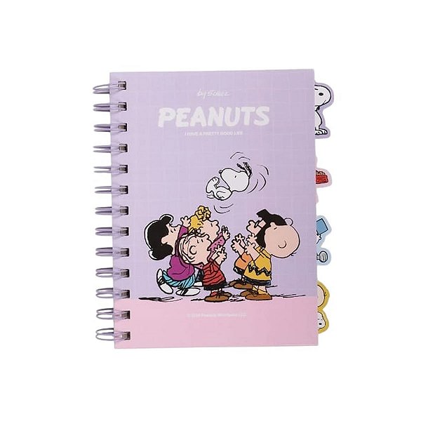 CADERNO CAPA DURA ESPIRAL SNOOPY MINISO 80 FOLHAS 16,5 X 12 CM.