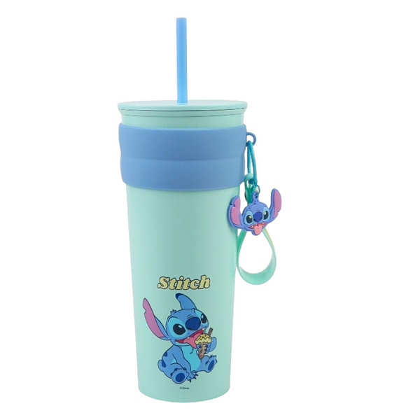 Copo Stitch Disney Aço Inox com Chaveiro De silicone Miniso