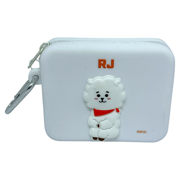 Porta Moedas Fofo RJ BT21 Silicone com Mosquetão Miniso