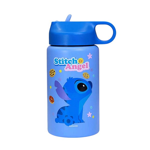 Garrafa Térmica Stitch Disney Inox Alça e Canudo Miniso