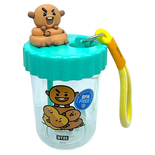 Copo Garrafa Fofa Infantil BT21 Shooky Original Miniso