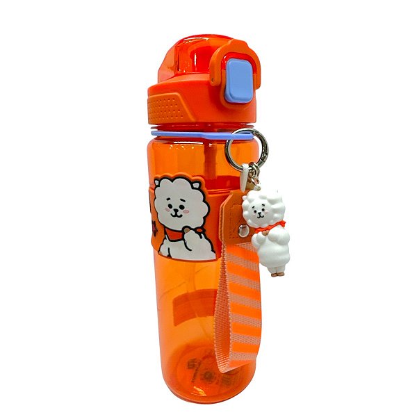 Garrafa Squeeze BT21 RJ Fofa Com Chaveiro Miniso