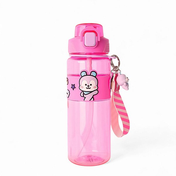 Garrafa Squeeze Fofa BT21 Mang Alça Canudo Miniso