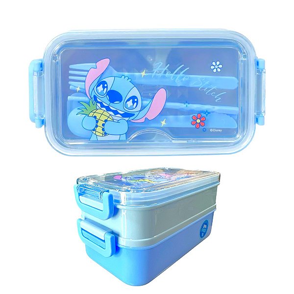 Marmita Bento Box Disney Stitch Com Talheres Hashi Miniso