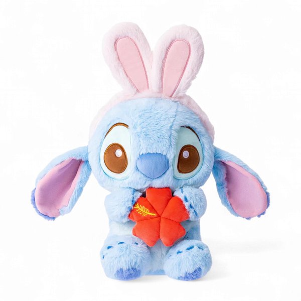 Stitch Pelúcia Com Flor E Orelhas De Coelho Disney Miniso