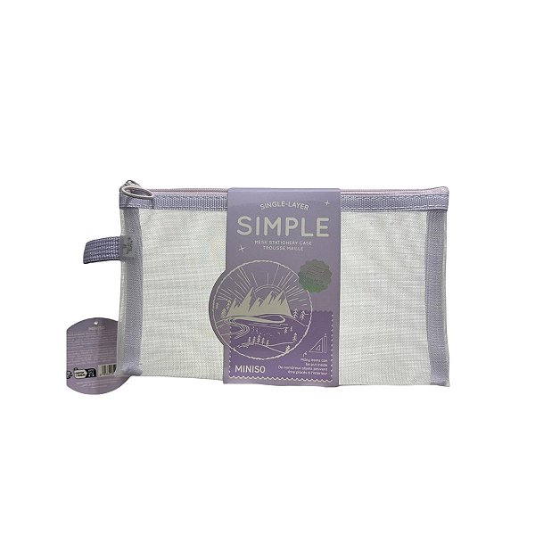 Estojo A6 de Malha Escolar Roxo Claro Miniso Original