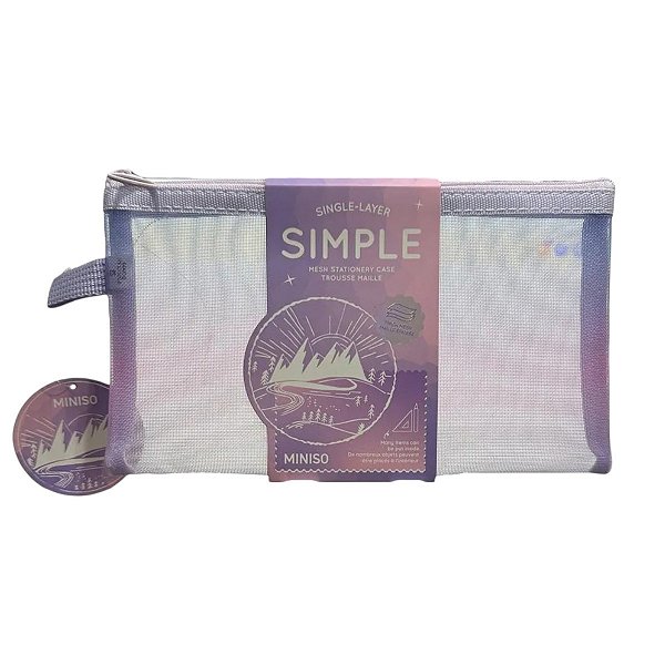 Estojo A6 de Malha Escolar Roxo Gradiente Miniso Original