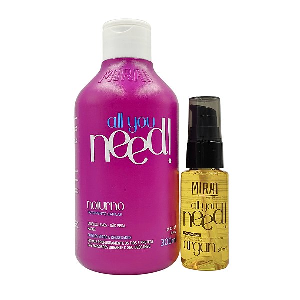 Óleo de Argan 30ml - Mirai + Tratamento Capilar Noturno - Mirai
