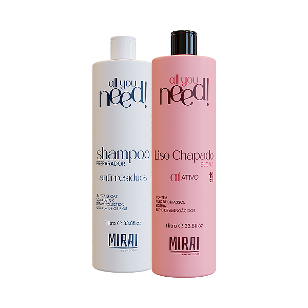 Kit Liso Chapado Blond + Shampoo Antiresiduos 1L - Mirai Cosméticos
