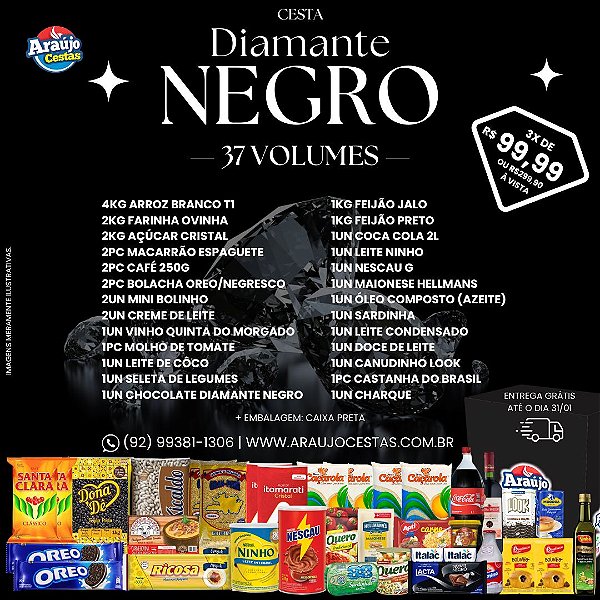 CESTA DIAMANTE NEGRO