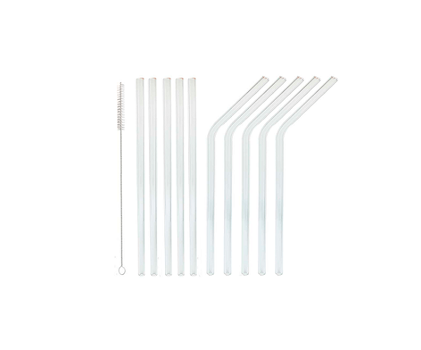 Kit 10 Canudos de Vidro Drink 15cm + Escova de Limpeza