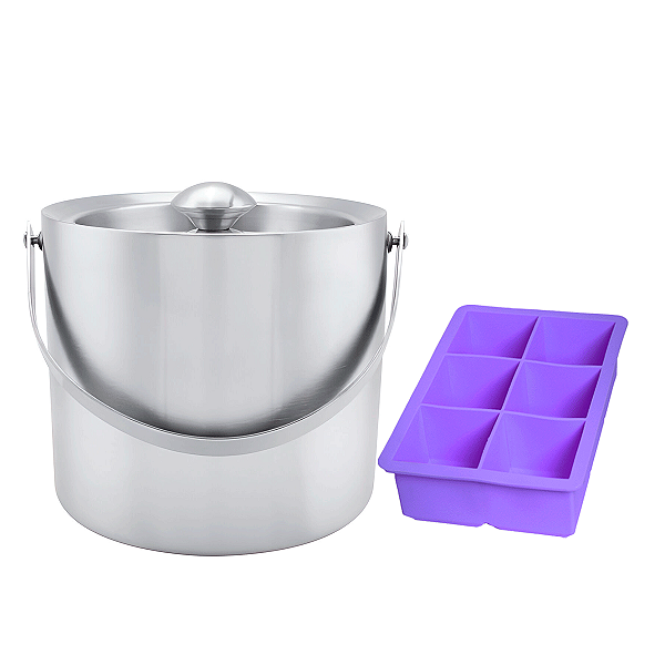 Kit Balde de Gelo Polar Mini Inox 3L com Forma de Silicone