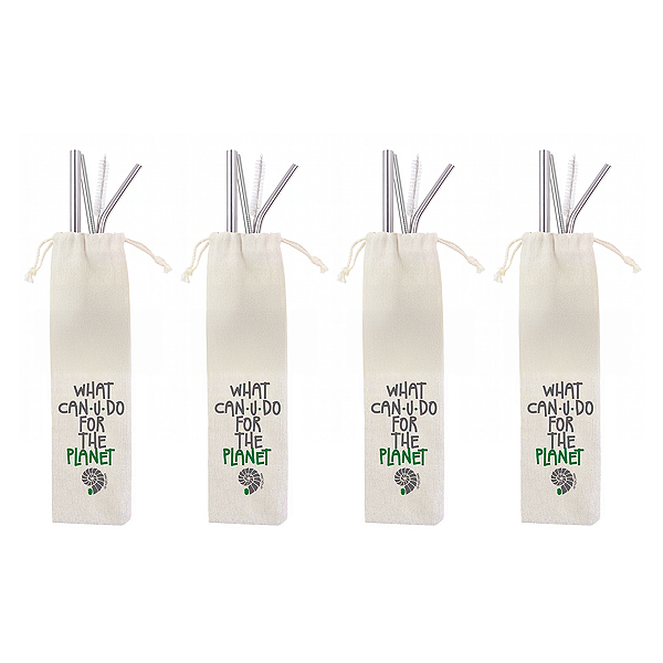 Kit 25 5 em 1: 1 canudo reto 6mm + 1 canudo curvo 6mm + 1 canudo shake 10mm + esvoca de limpeza + ecobag WHAT
