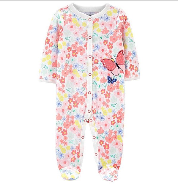 Macacão Carters floral com borboletas algodão