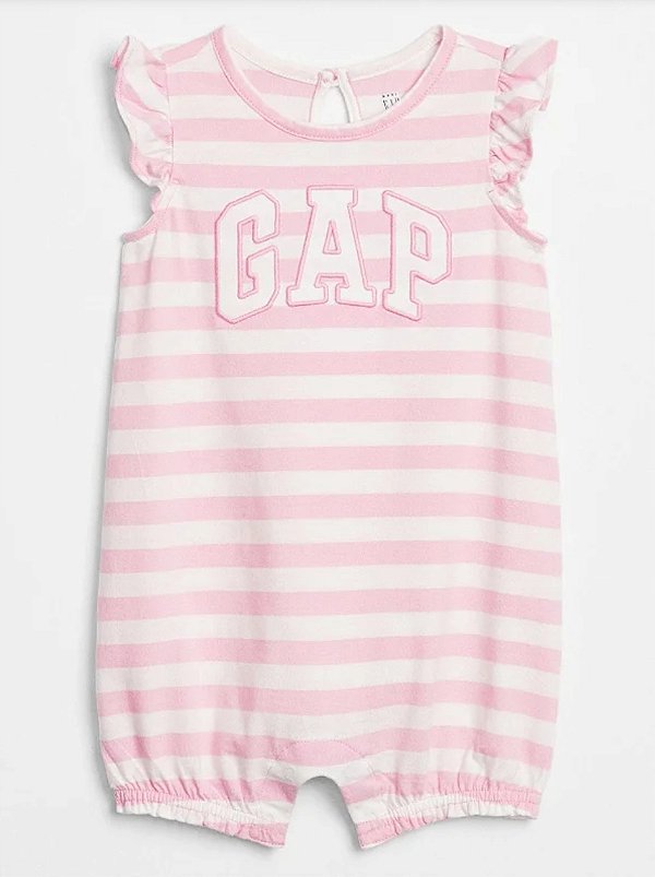 Romper GAP rosa com listras brancas e logo