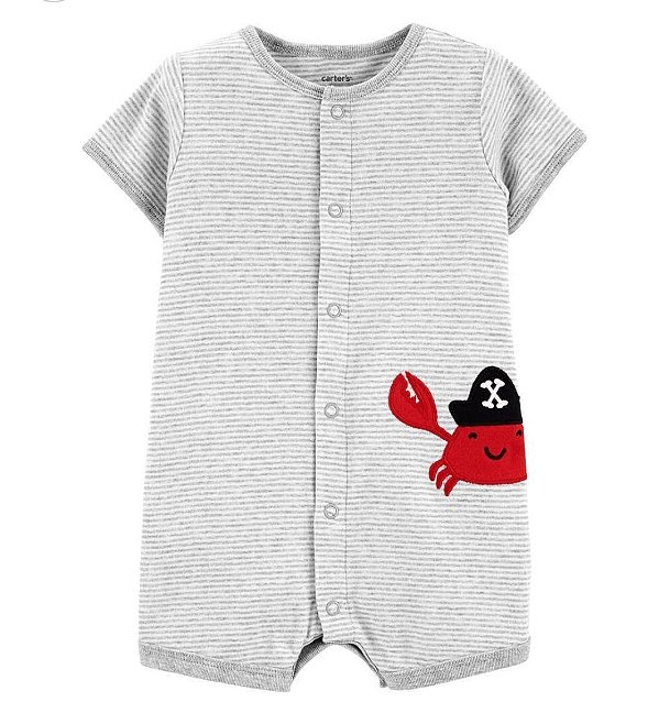 Romper Carters cinza com caranguejo vermelho