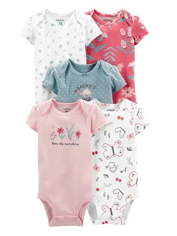 Kit body Carter's flores e borboletas