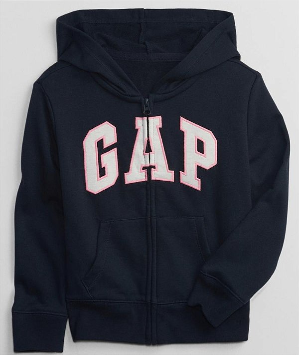 Moletom GAP azul marinho com logo rosa