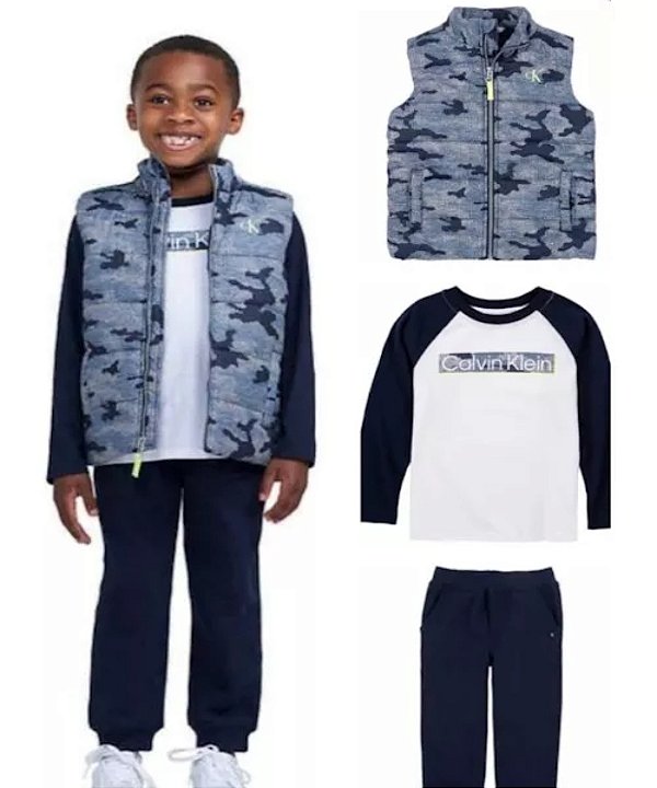 Trio de Inverno Calvin Klein com colete camuflado