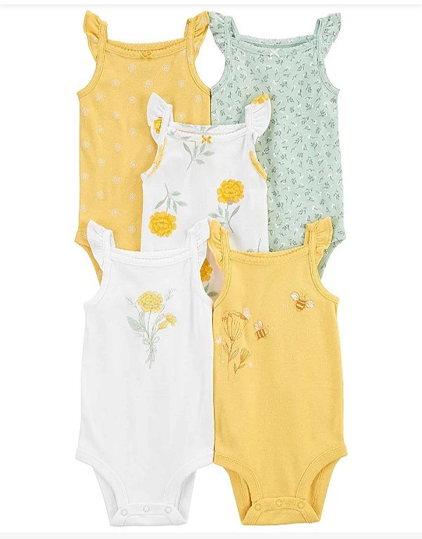 Kit body Carter's alcinha amarelo floral