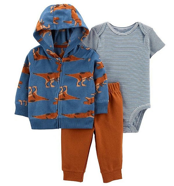 Trio de inverno Carter's Dinossauro, casaco em fleece