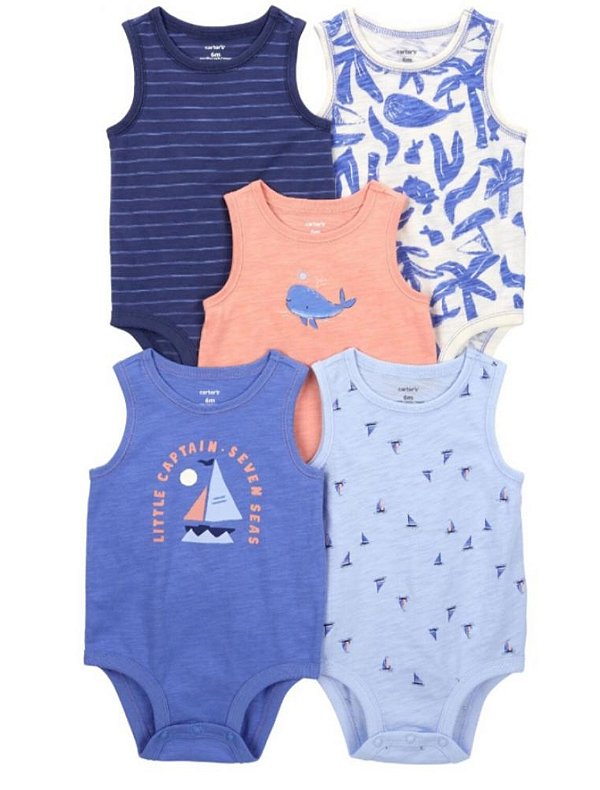 Kit body regata Carter's Nova Coleção Marinheiro e Baleia azul