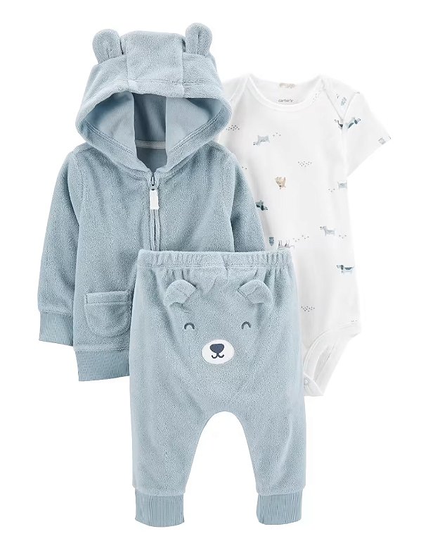 Trio Carter's atoalhado ursinho azul