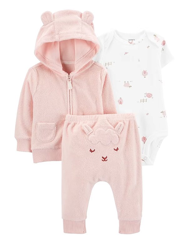Trio Carter's atoalhado ovelhinha rosa