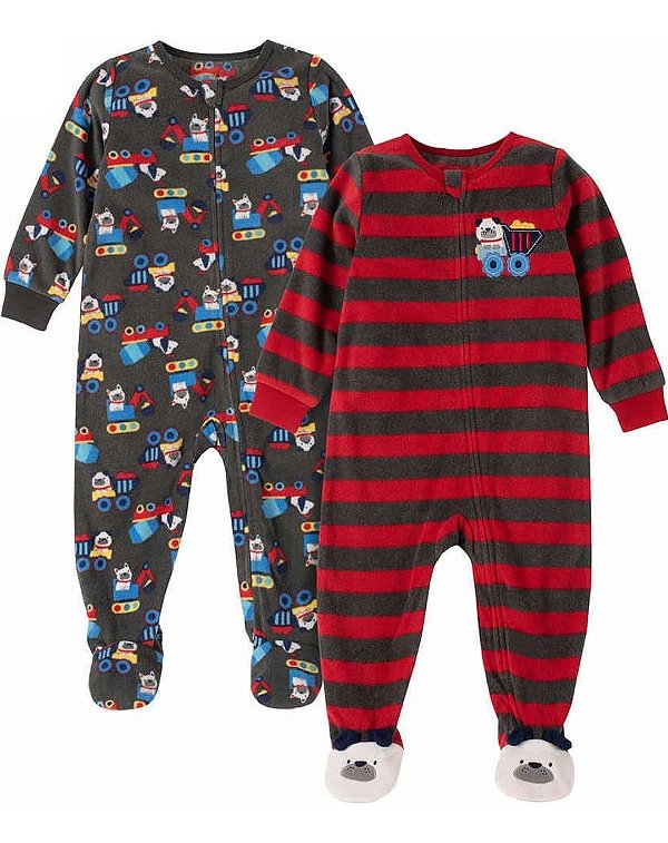 Kit 2 macacões Kids Headquarters fleece Caminhões