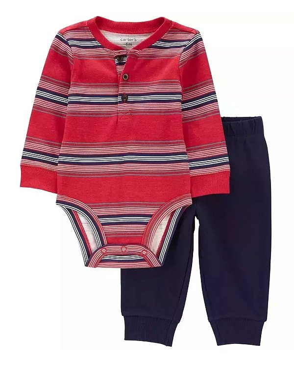 Conjunto Carters Listras e calça azul