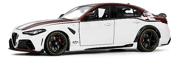 Alfa Romeo Giulia GTA-M 2023 Branco e Vermelho 1:18 Solido