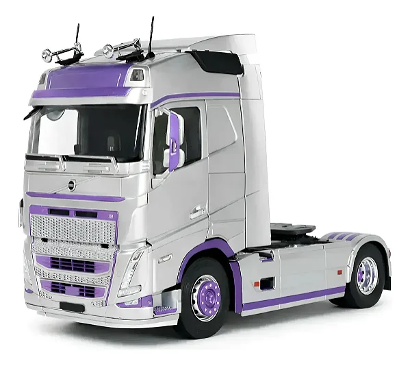 Volvo FH Globetrotter XL 2023 Prata e Roxo 1:24 Solido