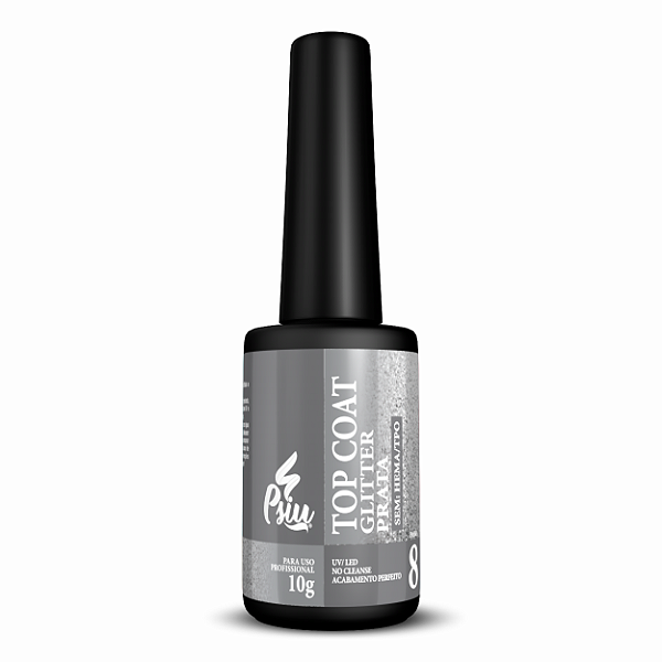 Psiu - Top Coat Glitter Prata 10g
