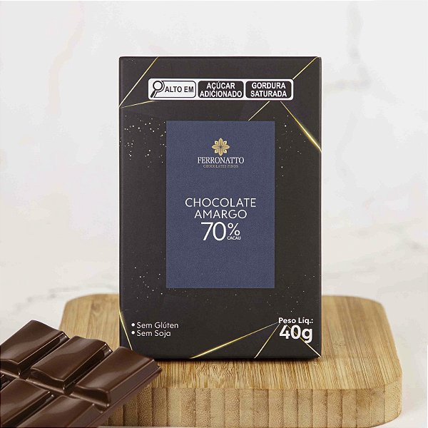 Barra de Chocolate Amargo 70% Cacau 40g