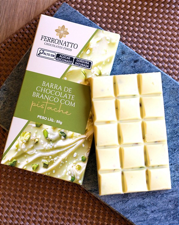 BARRA CHOCOLATEBRANCO C/ PISTACHE 80G