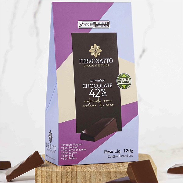 Caixa  Bom. Chocolate 42% Cacau Açù Coco - Vegano  120g