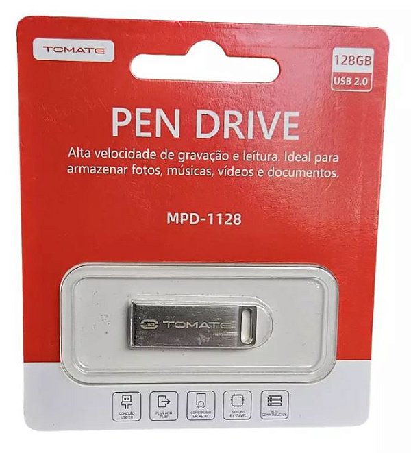 Pendrive 128 Gb Tomate Ultra Rápido Compacto Tomate Mpd-1128
