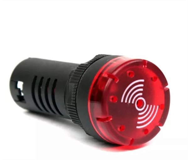 Sinaleiro sonoro vermelho 24v 22mm