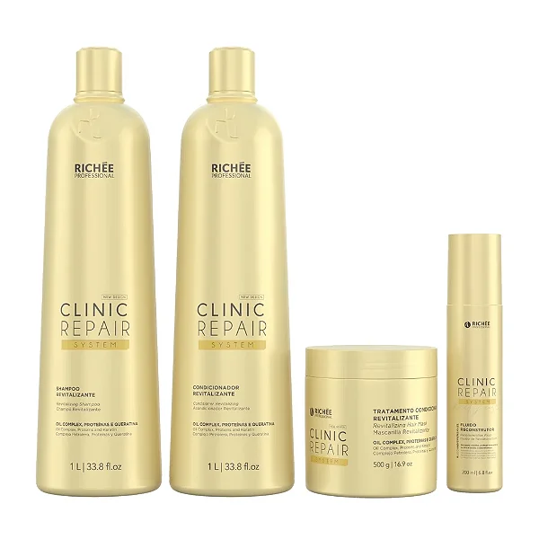 Kit Richée Professional Clinic Repair System Reconstrução e Hidratação (4 Produtos)